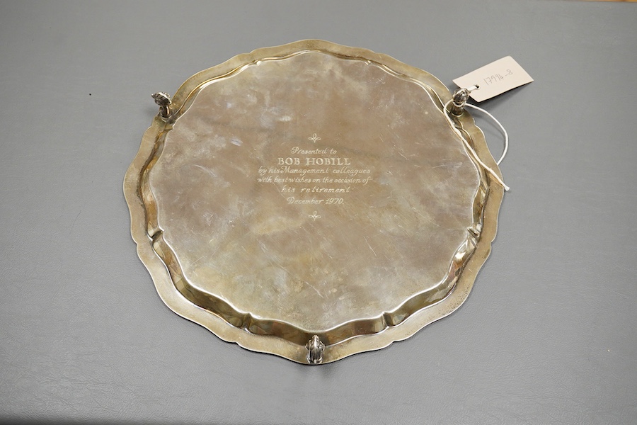 An Elizabeth II silver salver, by Viners Ltd, Sheffield, 1964, diameter 31.5cm, 25oz.